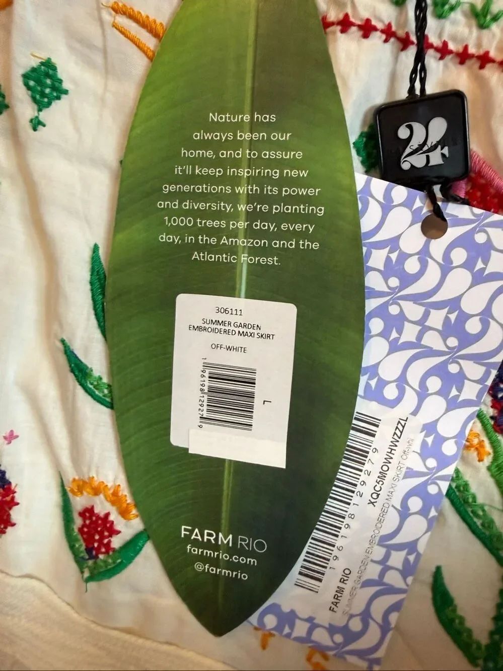NWT Farm Rio Summer Garden Embroidered Maxi Skirt Size Large - Picture 11 of 11